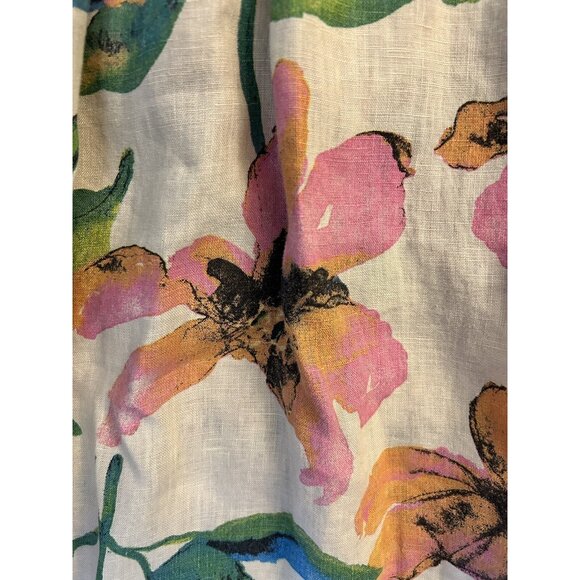 Marisa & Marie Cream Floral Button Up 100% Linen Sleeveless Collar Midi Dress S - Picture 8 of 8